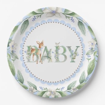 Boys Woodland Deer Baby Shower Paper Plates by The_Vintage_Boutique at Zazzle