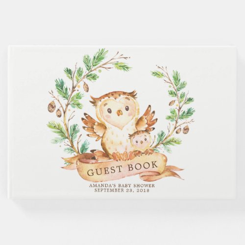 Boys Woodland Owl  Baby Shower Guest Book