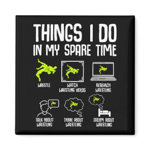 Boys Wrestling Things Spare Time Wrestler Magnet