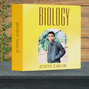 Boys Yellow Biology Organizer Photo Name Design 3 Ring Binder