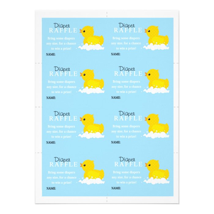 Boys Yellow Duck Diaper Raffle Custom Invitations