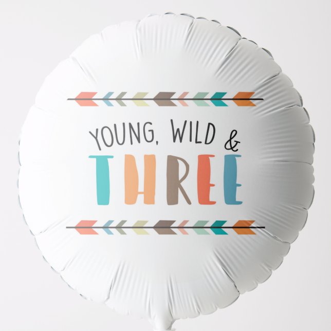 Boys Young Wild Three Third Birthday Balloon (Front)