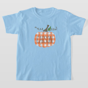 Boys Youth Watercolor Orange Plaid T-Shirt