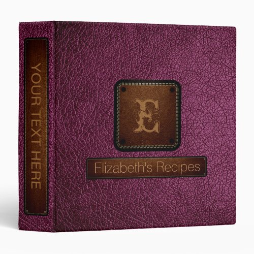 Boysenberry Leather Elegant Monogram 3 Ring Binder