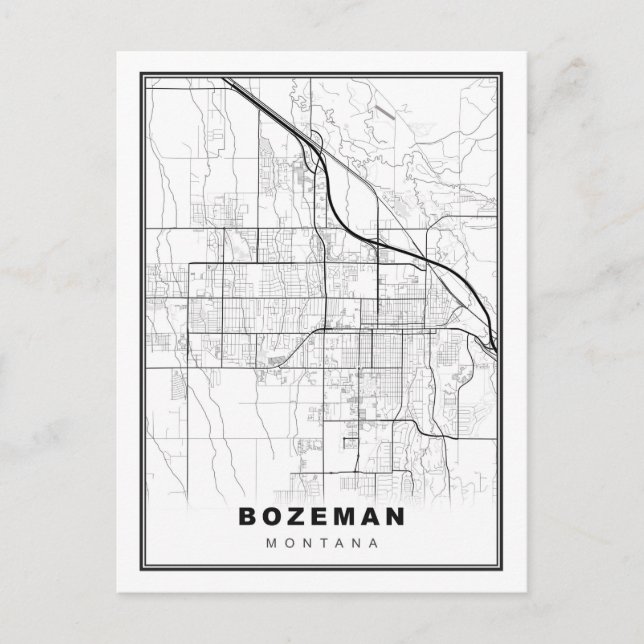 Bozeman Map Holiday Postcard (Front)
