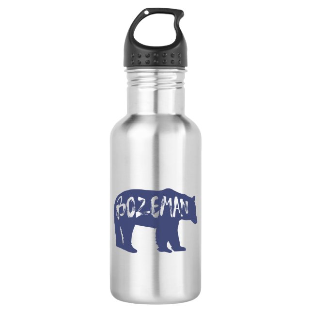 Bozeman Montana Bear Stainless Steel Water Bottle (Front)