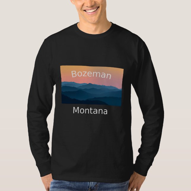 Bozeman Montana Mountain sunset hometown T-Shirt (Front)