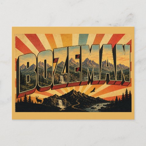Bozeman Montana Mountain Waterfall River Art Postcard