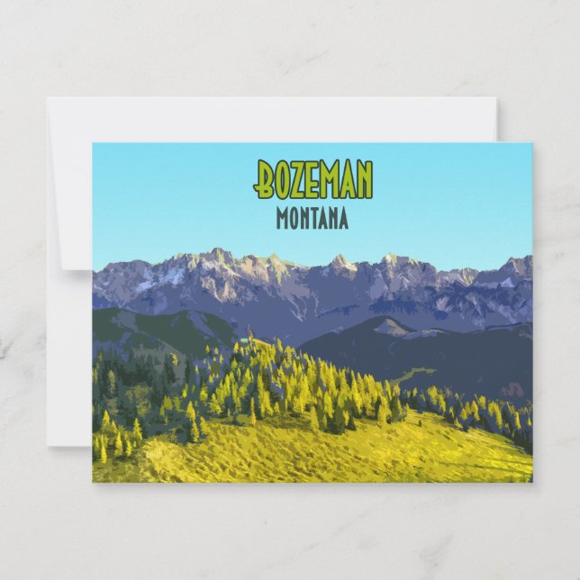 Bozeman Montana Mountains Vintage Flat Card (Front)