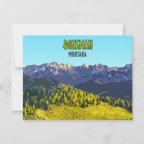 Bozeman Montana Mountains Vintage Flat Card