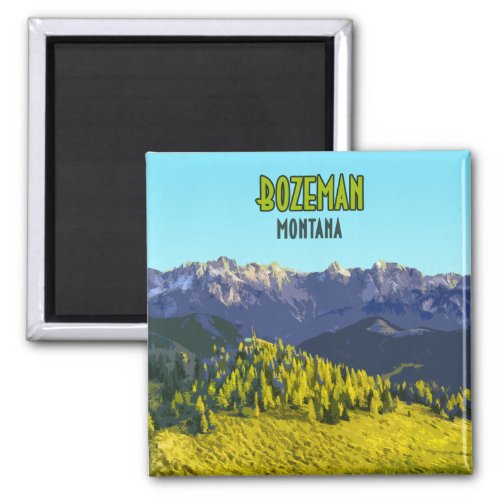 Bozeman Montana Mountains Vintage Magnet