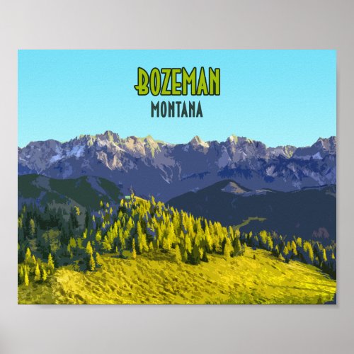 Bozeman Montana Mountains Vintage Poster