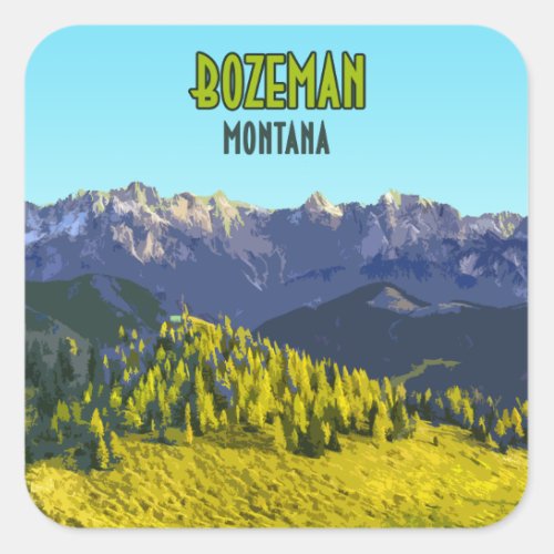 Bozeman Montana Mountains Vintage Square Sticker