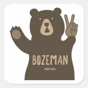 Bozeman Montana Peace Bear Square Sticker