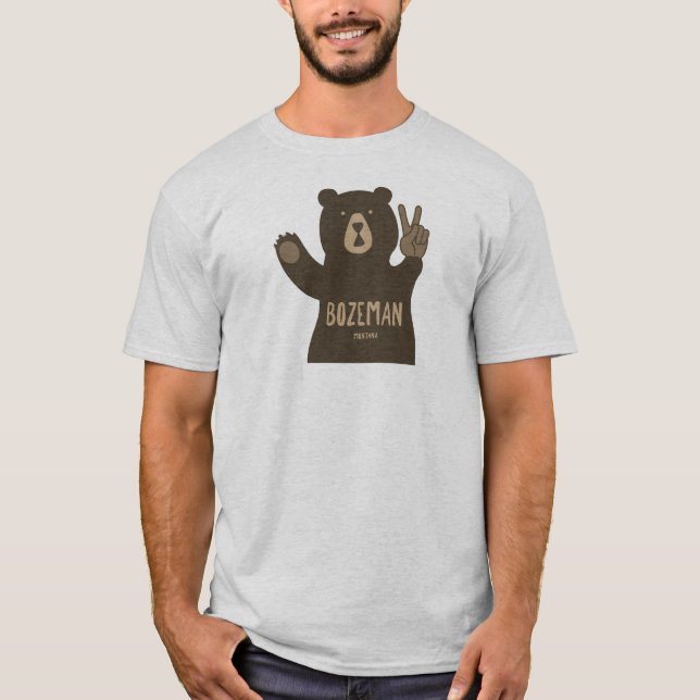 Bozeman Montana Peace Bear T-Shirt (Front)