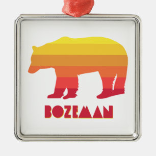 Bozeman Montana Rainbow Bear Metal Ornament