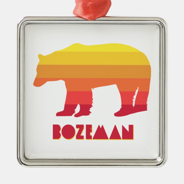 Bozeman Montana Rainbow Bear Metal Ornament (Front)