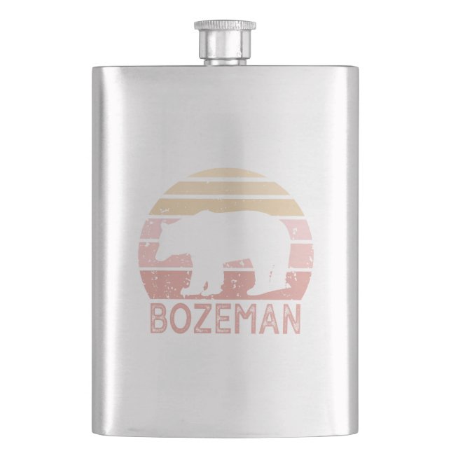 Bozeman Montana Retro Bear Flask (Front)