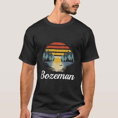 Bozeman Montana Retro Vintage Sunset Lake Family G T_Shirt