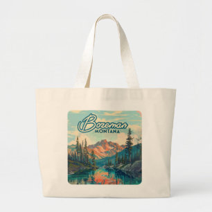 Bozeman Montana Rocky Mountains Vintage Large Tote Bag