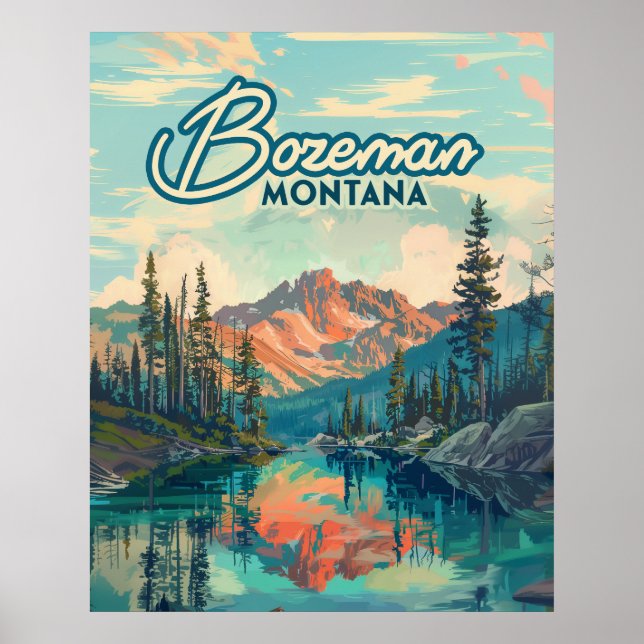 Bozeman Montana Rocky Mountains Vintage Poster (Front)