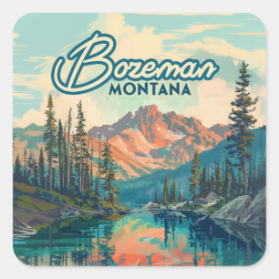 Bozeman Montana Rocky Mountains Vintage Square Sticker