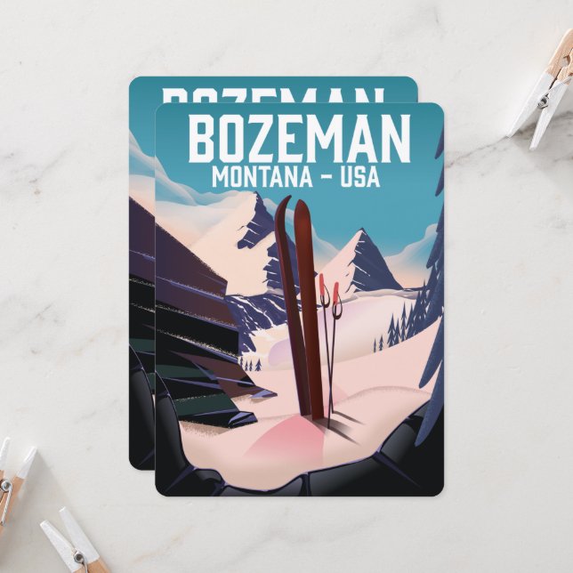 Bozeman Montana ski poster (Front/Back In Situ)