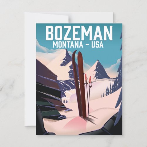 Bozeman Montana ski poster Card