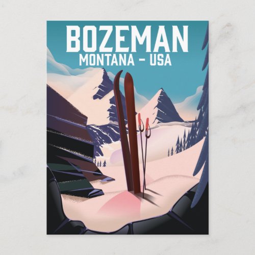 Bozeman Montana ski poster Postcard