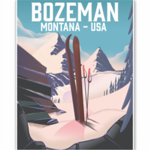 Bozeman Montana ski poster Sticker