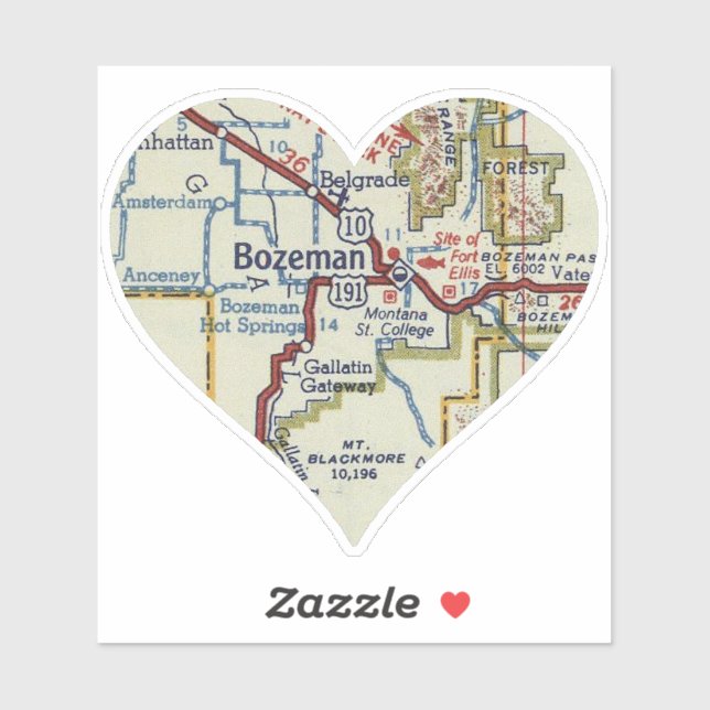 Bozeman Montana Vintage Map Sticker (Sheet)