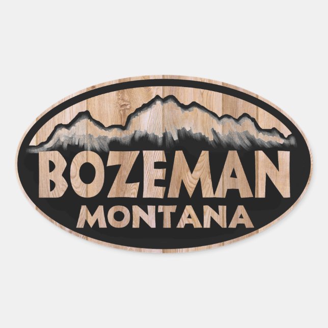 Bozeman Montana wooden oval stickers (Front)