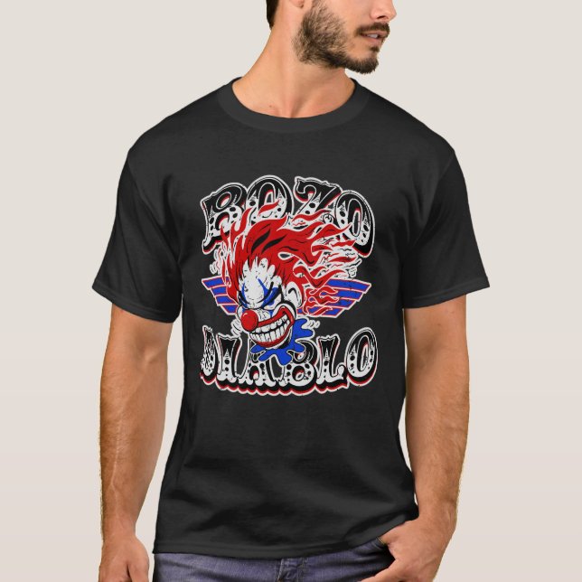 Bozo Diablo Crazy Clown Illustration T-Shirt (Front)