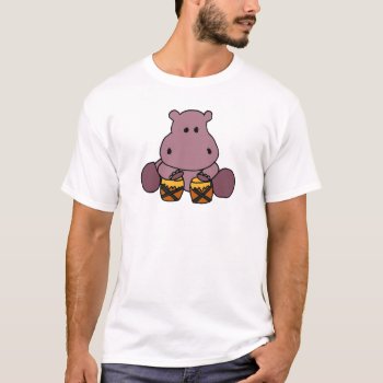Bq- Awesome Hippo Playing Bongo Drums T-shirt by tickleyourfunnybone at Zazzle