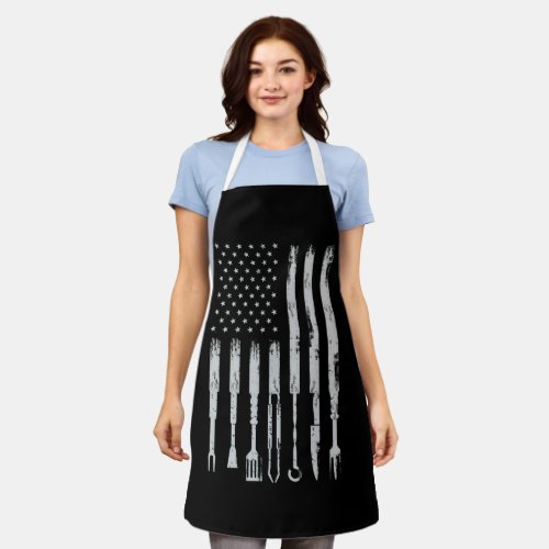 BQ Design Smoking Barbecue USA Flag Apron