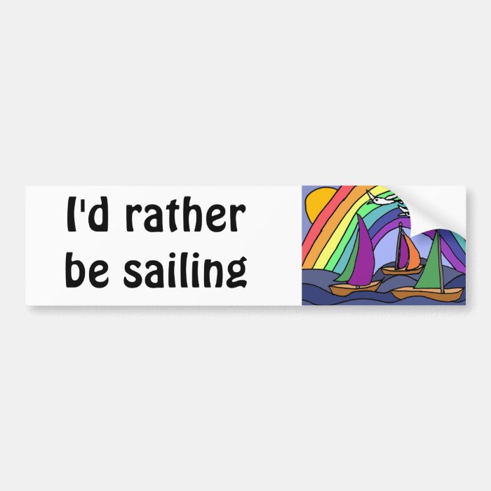 BQ  Folk Art Sailing Cartoon Bumper Stickers
