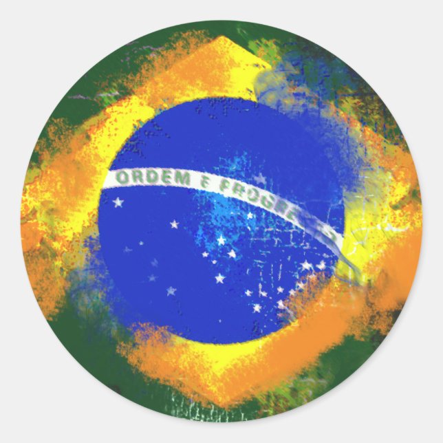 BR Brasil brazilian flag Classic Round Sticker (Front)