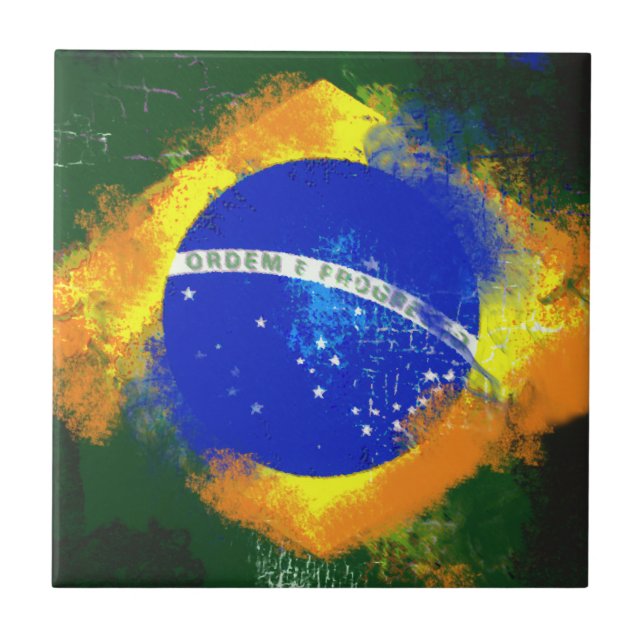BR Brasil brazilian flag Tile (Front)