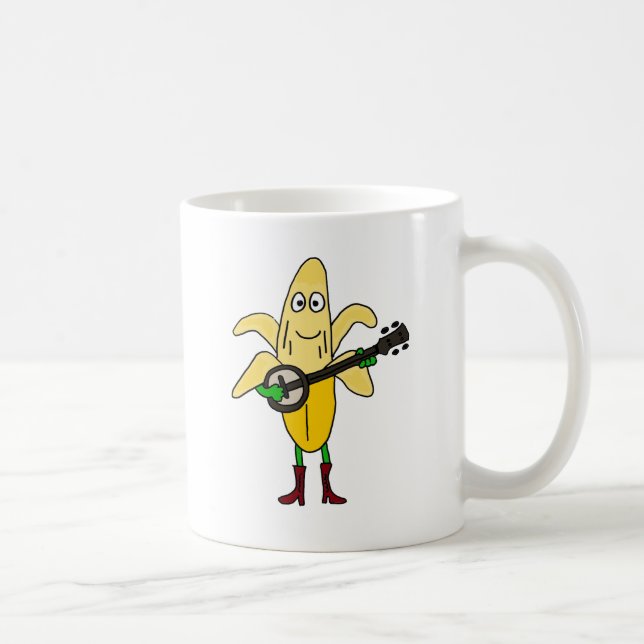 BR- Funny Banana Playing Banjo Cartoon Coffee Mug (Right)