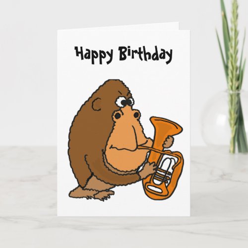 BR_ Gorilla Playing Tuba Birthday Card