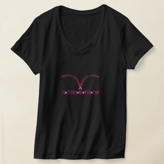 Bra In October We Wear Pink Ribbon Breast Cancer A T-Shirt (Laydown)