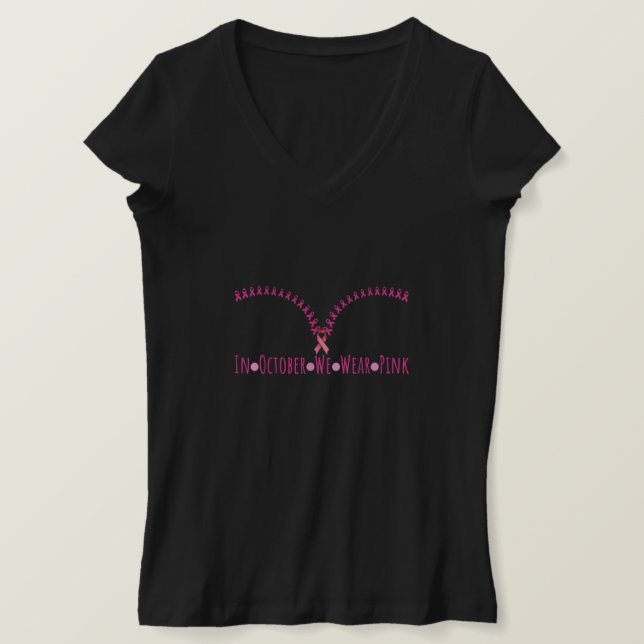 Bra In October We Wear Pink Ribbon Breast Cancer A T-Shirt (Design Front)
