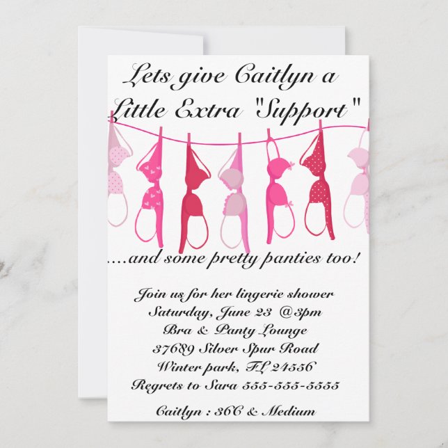 Bra & Panty Lingerie Shower Invitation (Front)
