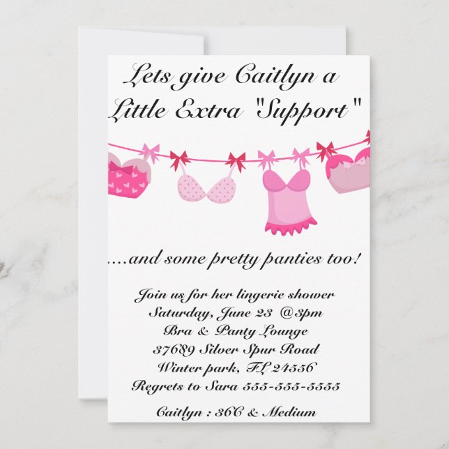 Bra & Panty Lingerie Shower Invitation (Front)