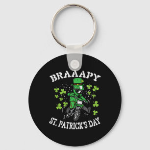 Braaapy St Patricks Day Motocross Dirt Bike Men Bo Keychain
