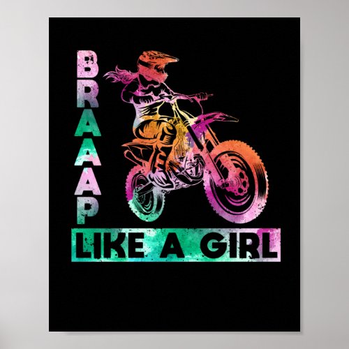 Braap Like A Girl Funny Motorcycle Girl Moto Poster