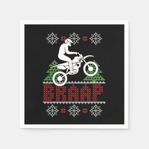 Braap Ugly Christmas Motocross Motorcycle Xmas Gif Napkins