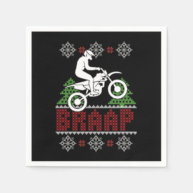 Braap Ugly Christmas Motocross Motorcycle Xmas Gif Napkins (Front)