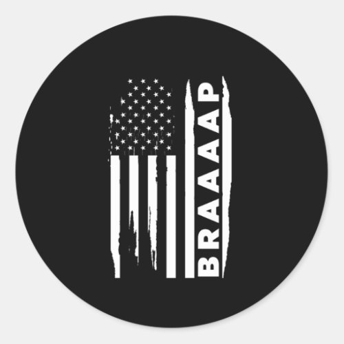 Braap USA Flag Motorcycle Motorcross Biker Gift Classic Round Sticker