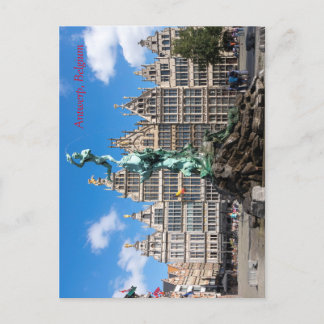 Brabo's monument and Guild houses Antwerp Postcard